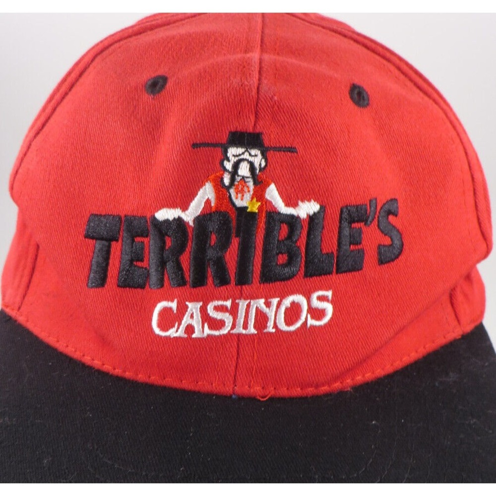 Vtg Red Cotton Terribles Casino Snapback Baseball Cap Hat